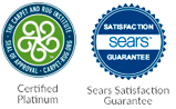 Certified platinum and Sears Satisfaction guarantee logos