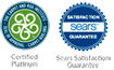 Certified platinum and Sears Satisfaction guarantee logos